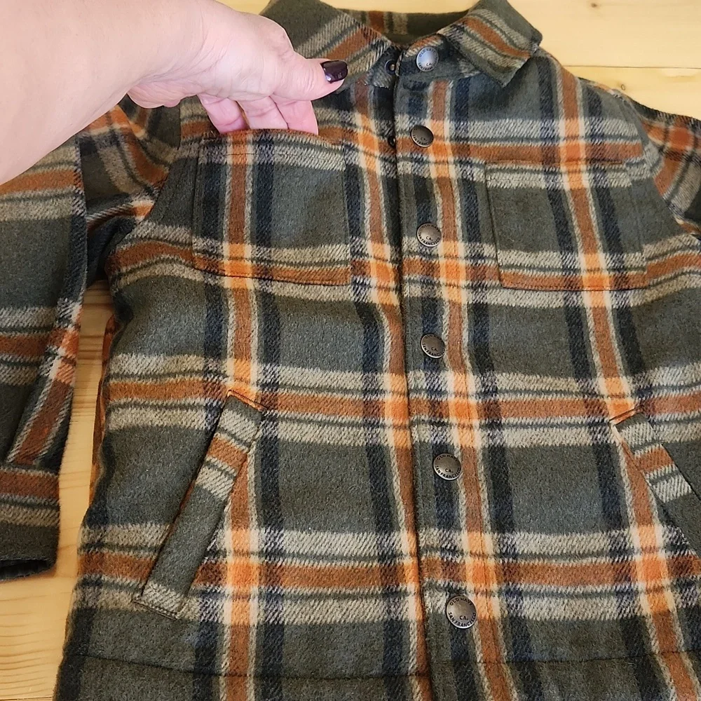 Old Navy Toddler Sherpa Lined Plaid Jacket Shirt Snap Buttons Pockets 4T